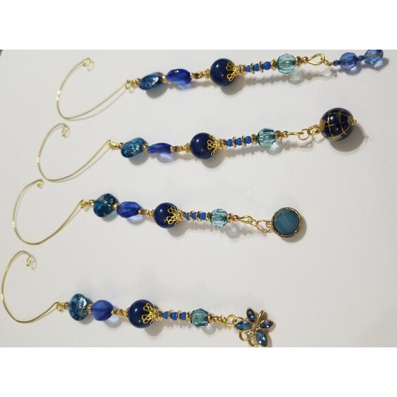 Four blue handmade Christmas tree icicle ornaments c24 - Picture 2 of 4